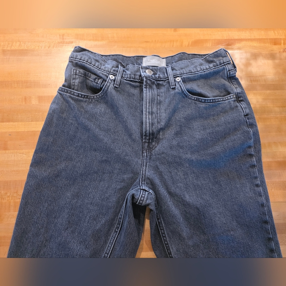 Everlane Original Cheeky Jean Size 30 Reg Straight Washed Black Organic Cotton